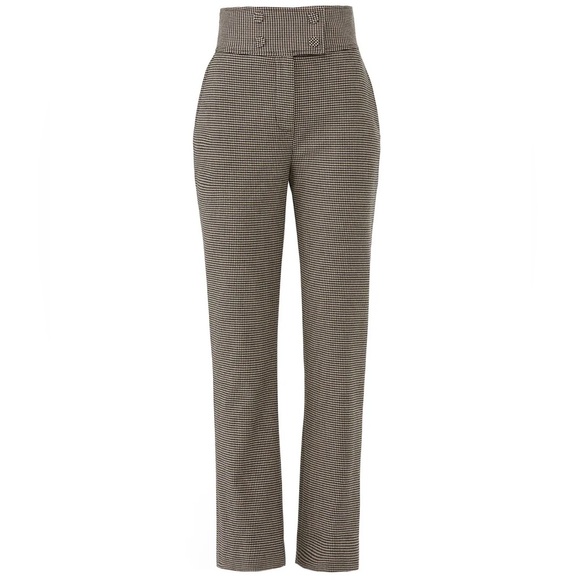 Rebecca Taylor Houndstooth crop style office pant four button high rise pants - Picture 2 of 6